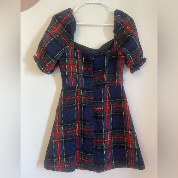 Festive Plaid Tweed Mini Dress - Picture 5 of 6
